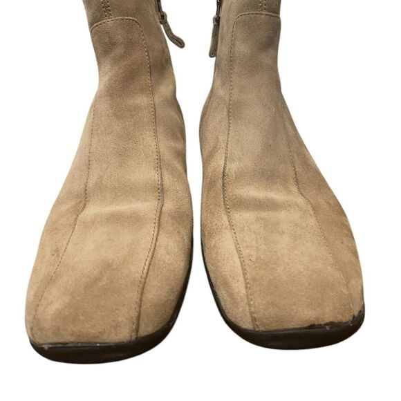Prada Tan Suede Leather Side Zip Flat Ankle Boot Square Toe VTG Retro SZ 5.5 - 6 - Picture 9 of 14